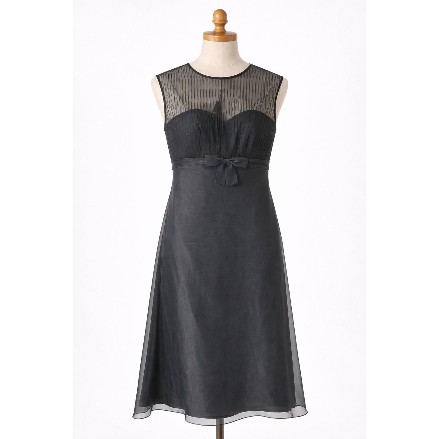 Vintage Black Cocktail Dress with Bow Sheer Top 8