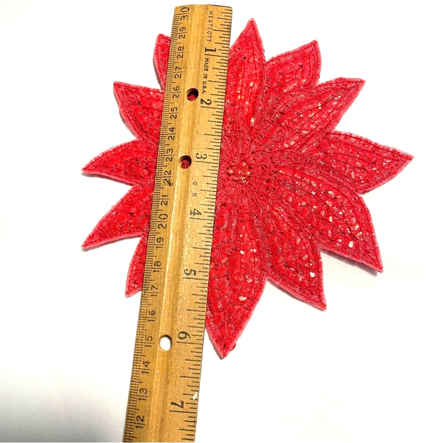 Red Sequin Flower Patch Poinsettia Sparkle Christmas