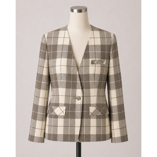 Vintage Plaid Blazer Gray White Structured 1980s/ 90s Clueless Lilli Ann