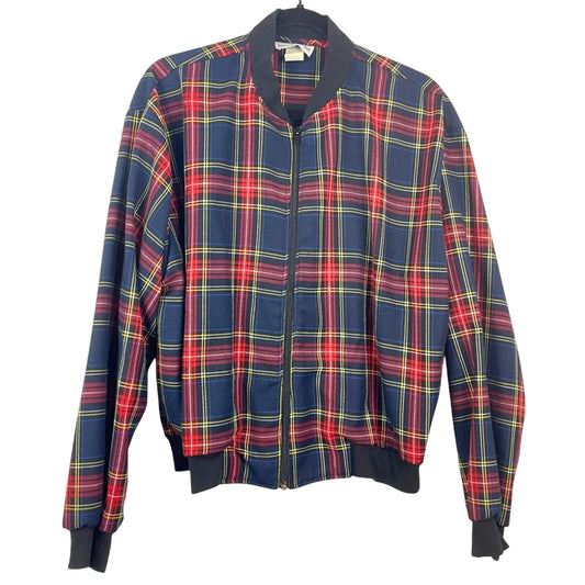 Vintage Plaid Red and Blue Jacket Zip Up Medium