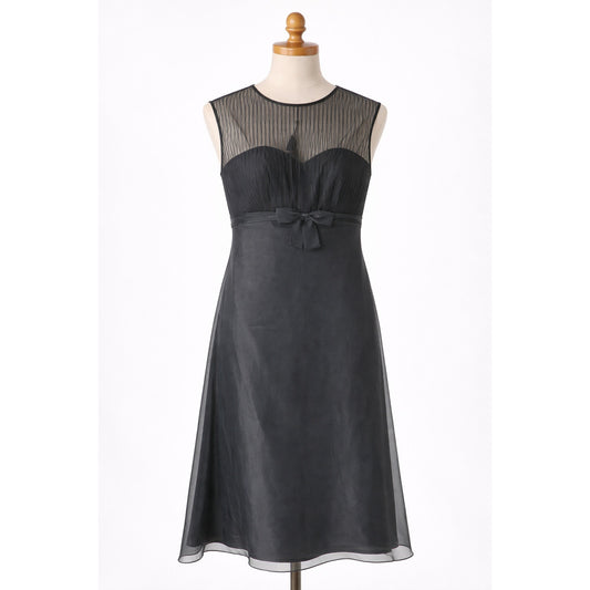 Vintage Black Cocktail Dress with Bow Sheer Top 8