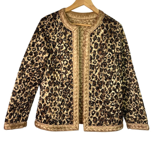Leopard Print Quilted Jacket Bronze Reversible