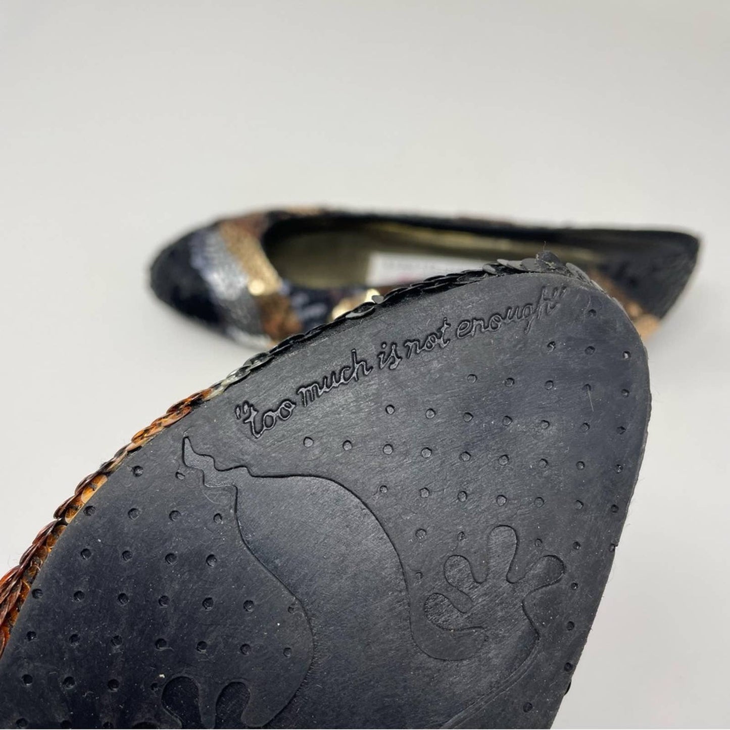 Frankie & Baby Sequin Shoes Black Silver Bronze Metallic 7.5