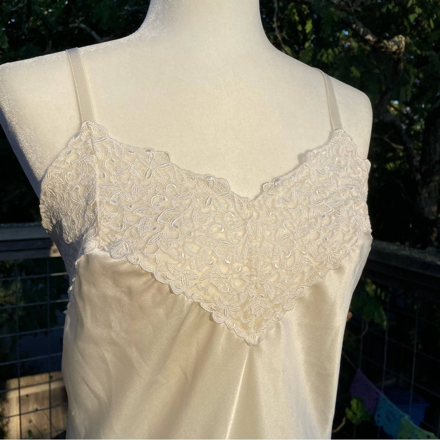 Vintage Lace Slip Satiny White Japanese Lace