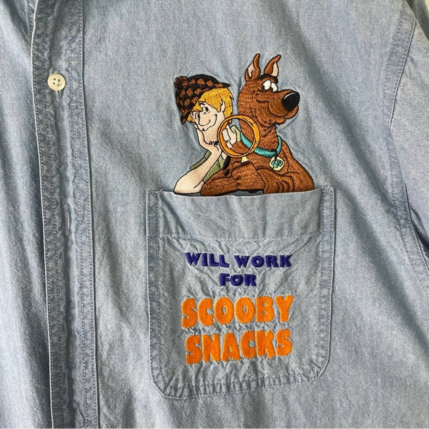 Vintage Scooby Doo Denim Shirt Button Down Med
