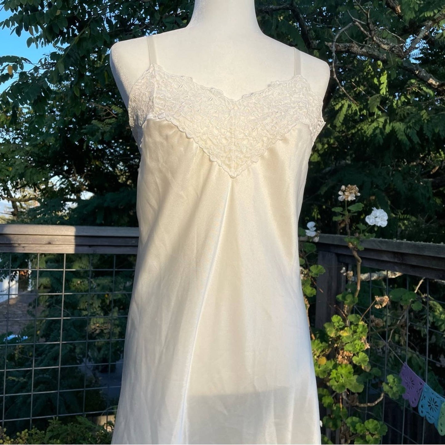 Vintage Lace Slip Satiny White Japanese Lace