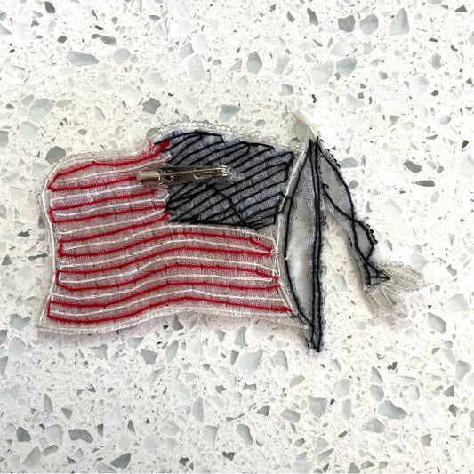 Vintage American Flag Sequin Pin Red White Blue