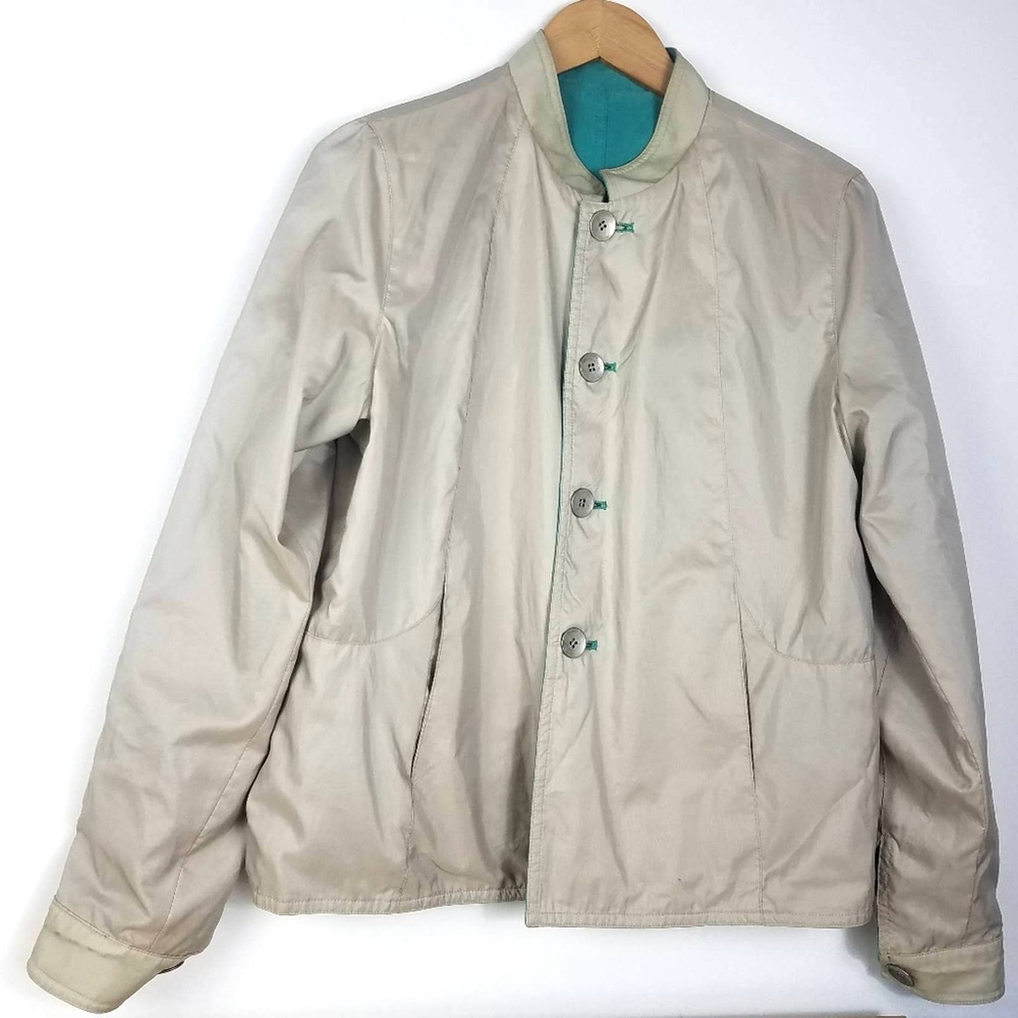 Vintage Reversible Suede & Waterproof Rain Jacket Green and Beige