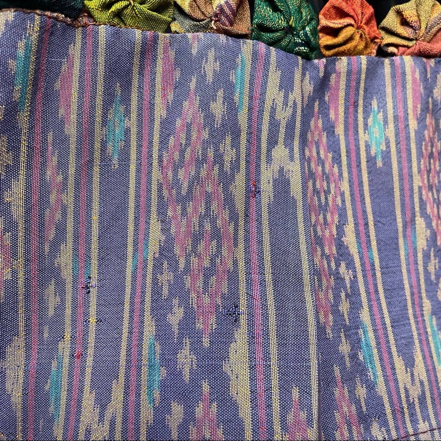 Vintage Long Purple Quilted Skirt Rosettes Patchwork