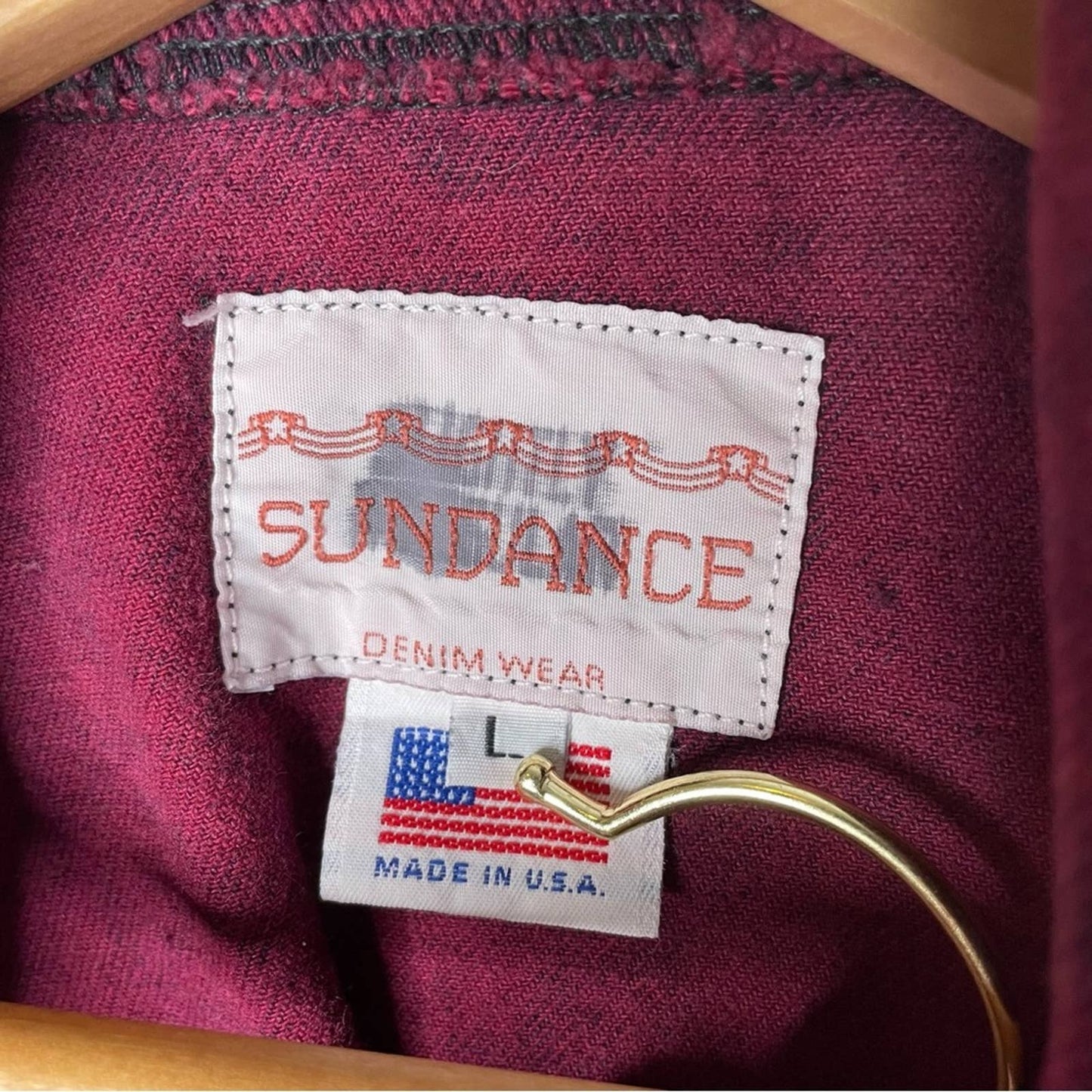 Sundance | Maroon Denim Jacket Long Pockets Vintage Jean Jacket Coat Large