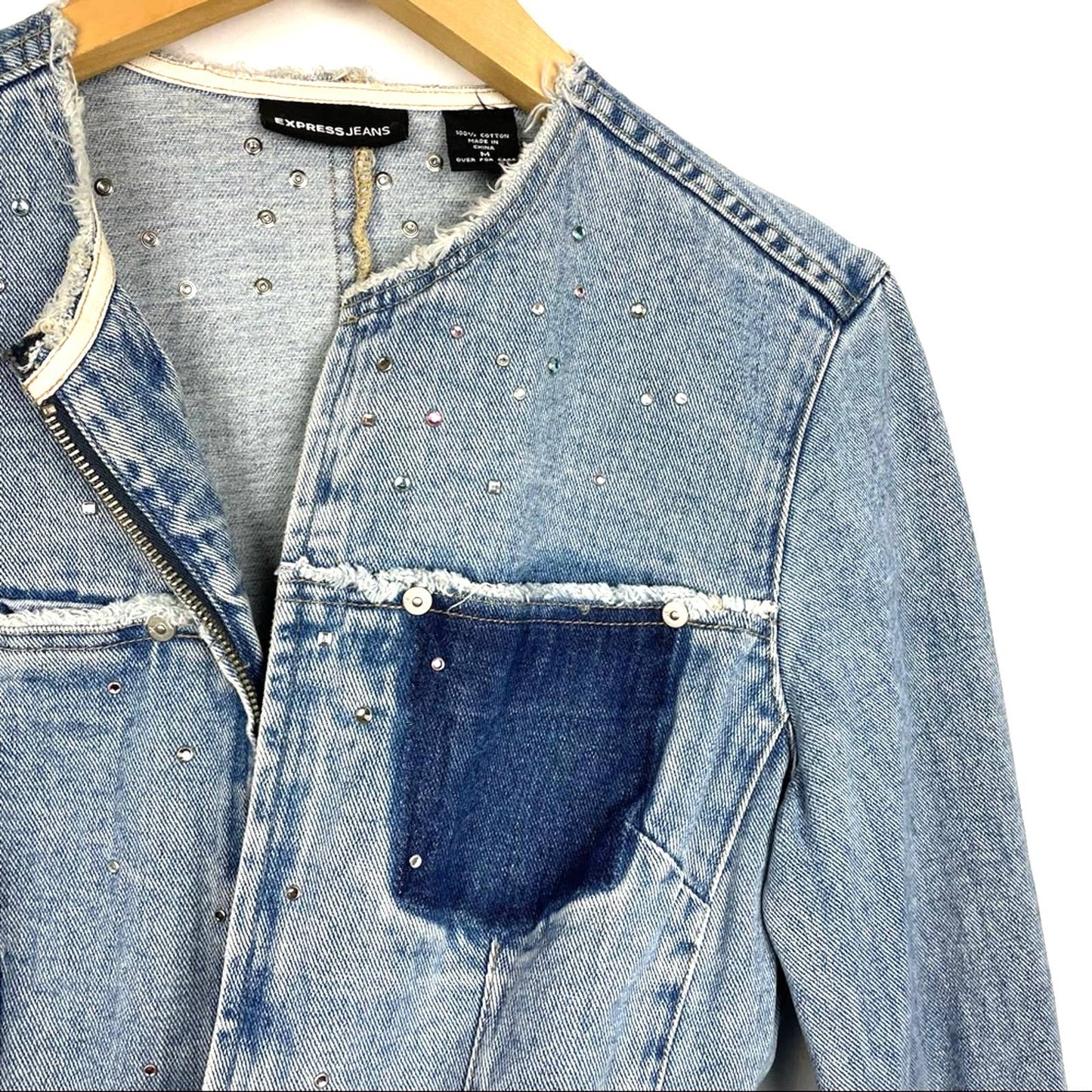 Vintage Express Jeans | Denim Jacket with Sparkles Rhinestones