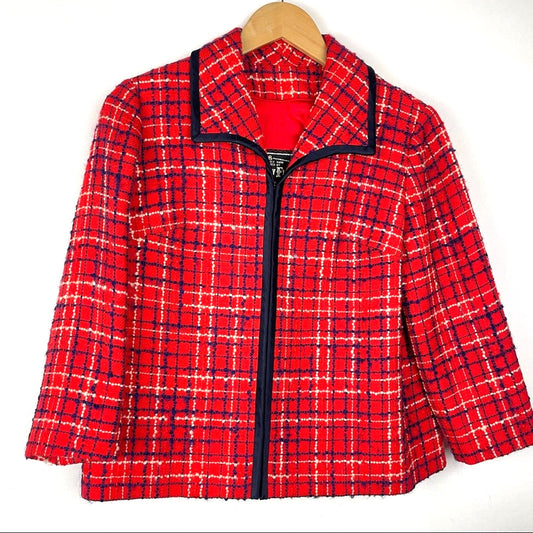 Vintage | Red Plaid Blazer Jacket New Flamingo Fashions 1960s