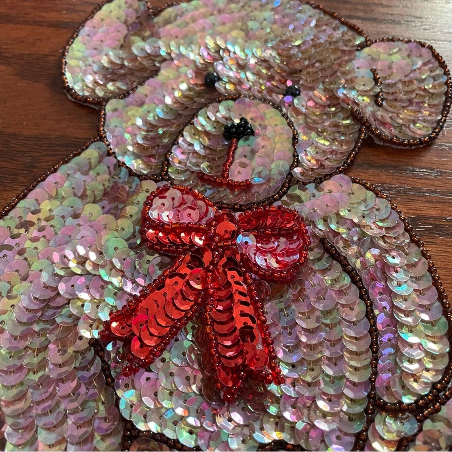 Vintage | Teddy Bear Sequin Patch Embellishment Brown