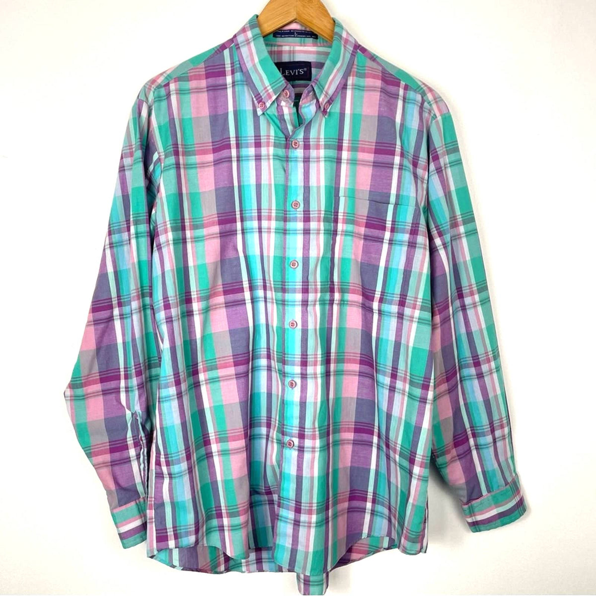 Vintage Levi’s Button Up Shirt Plaid Colorful Men’s L