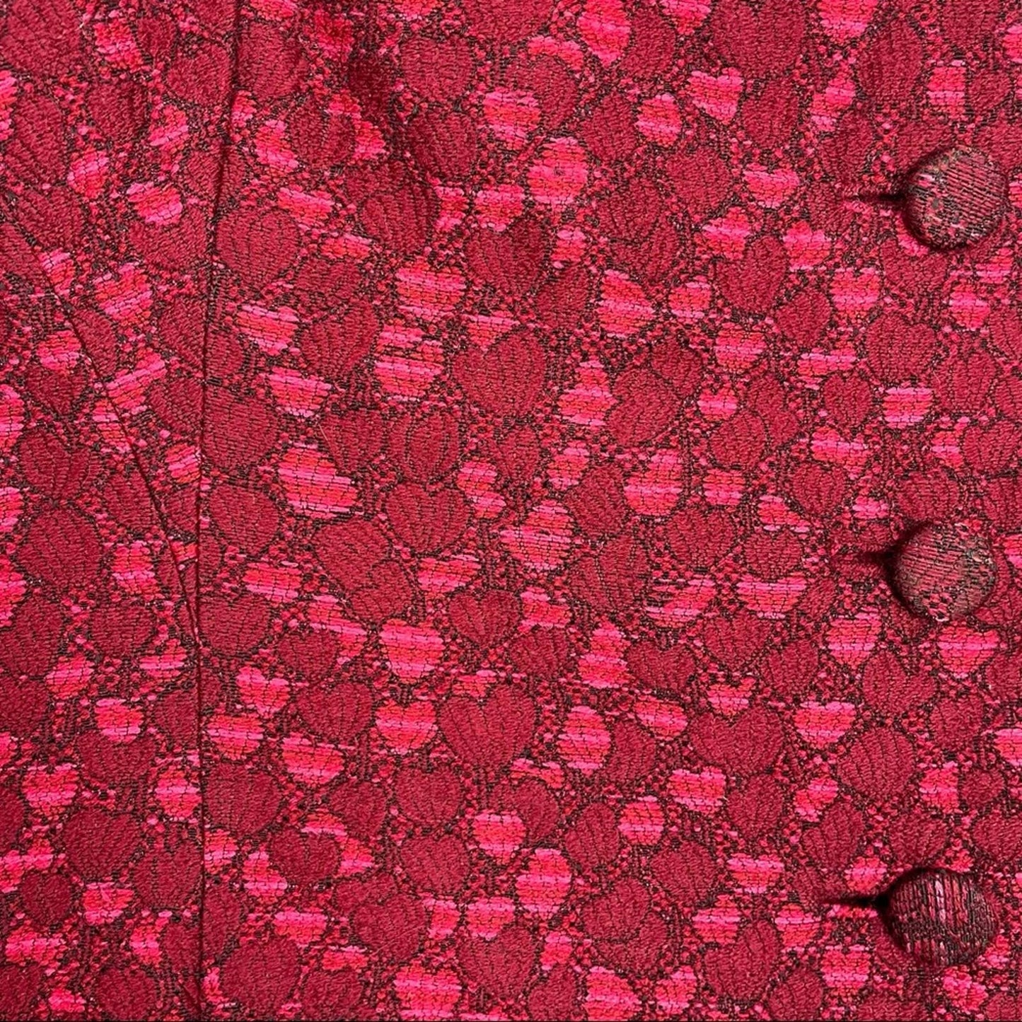 Vintage I.Magnin | Hearts Cropped Jacket Red & Pink Bow at Collar