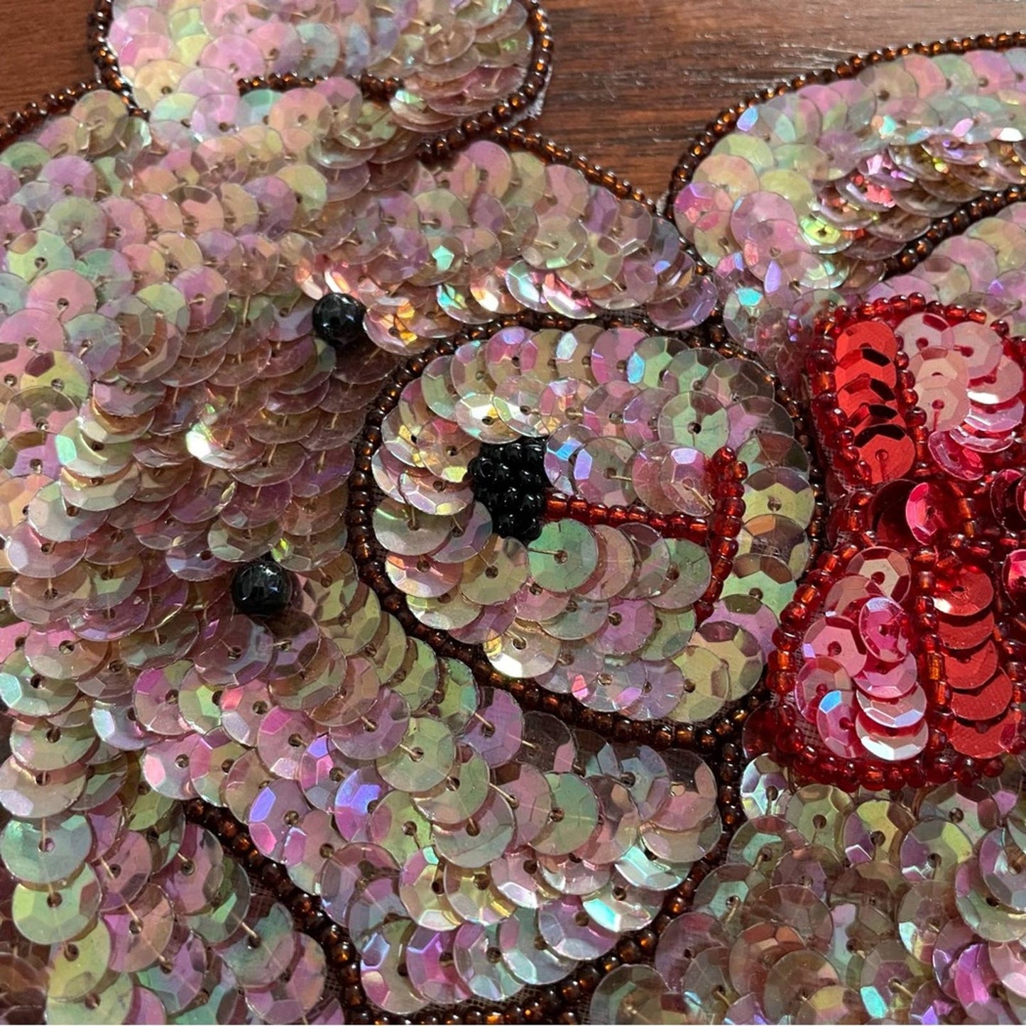 Vintage | Teddy Bear Sequin Patch Embellishment Brown