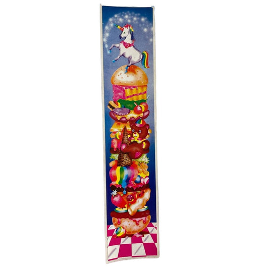 Lisa Frank Vintage Unicorn Sticker On Top of a Hamburger with a Bear
