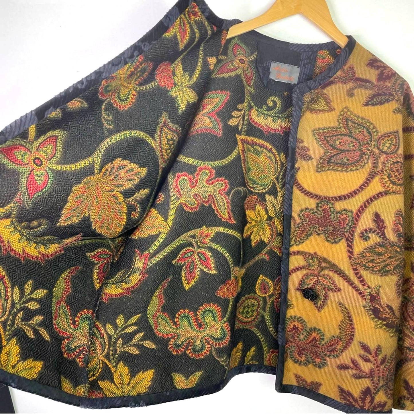 Vintage Tapestry Jacket Aida Dalati Unique Brown Tan