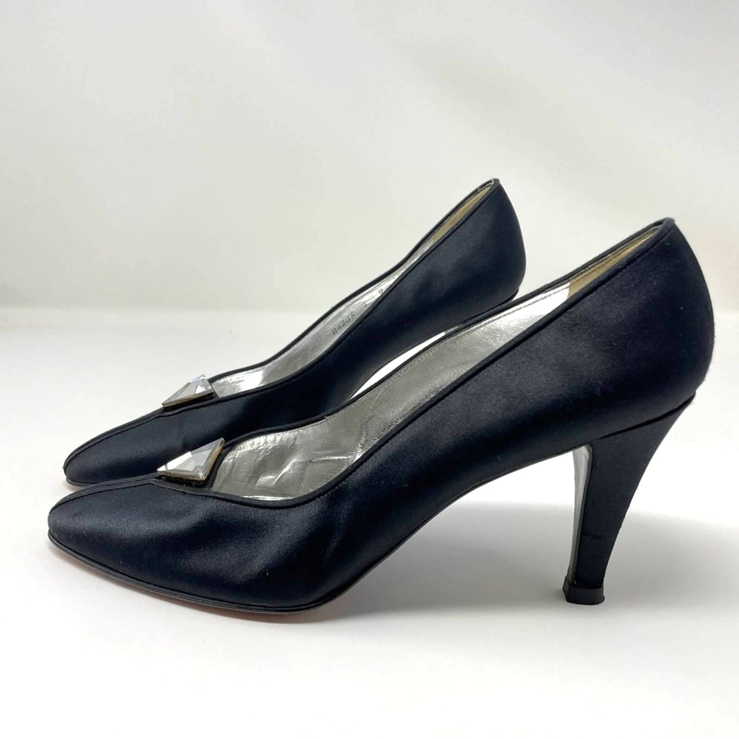 YSL | Black Pump Heels Jeweled Saint Laurent 9.5 Vintage