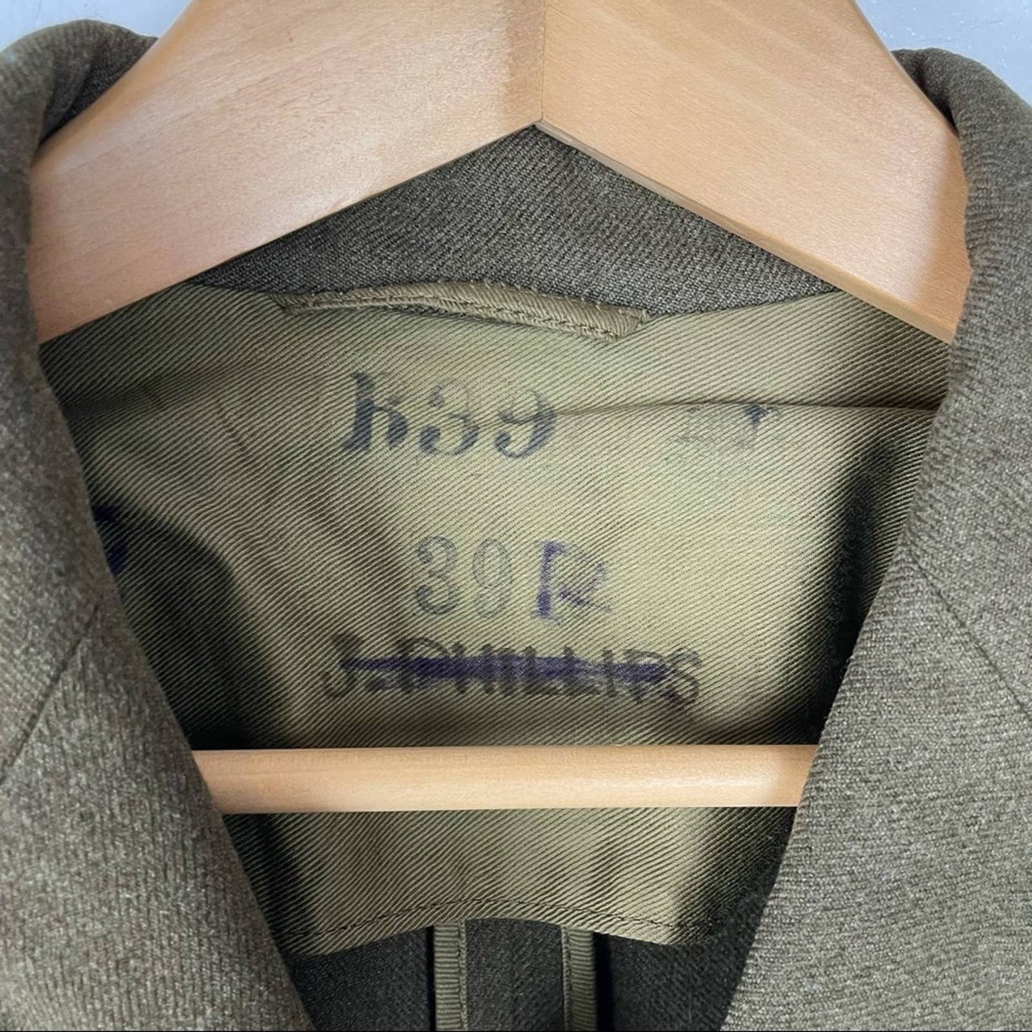 Vintage Mens Wool Military Jacket World War II Green Coat