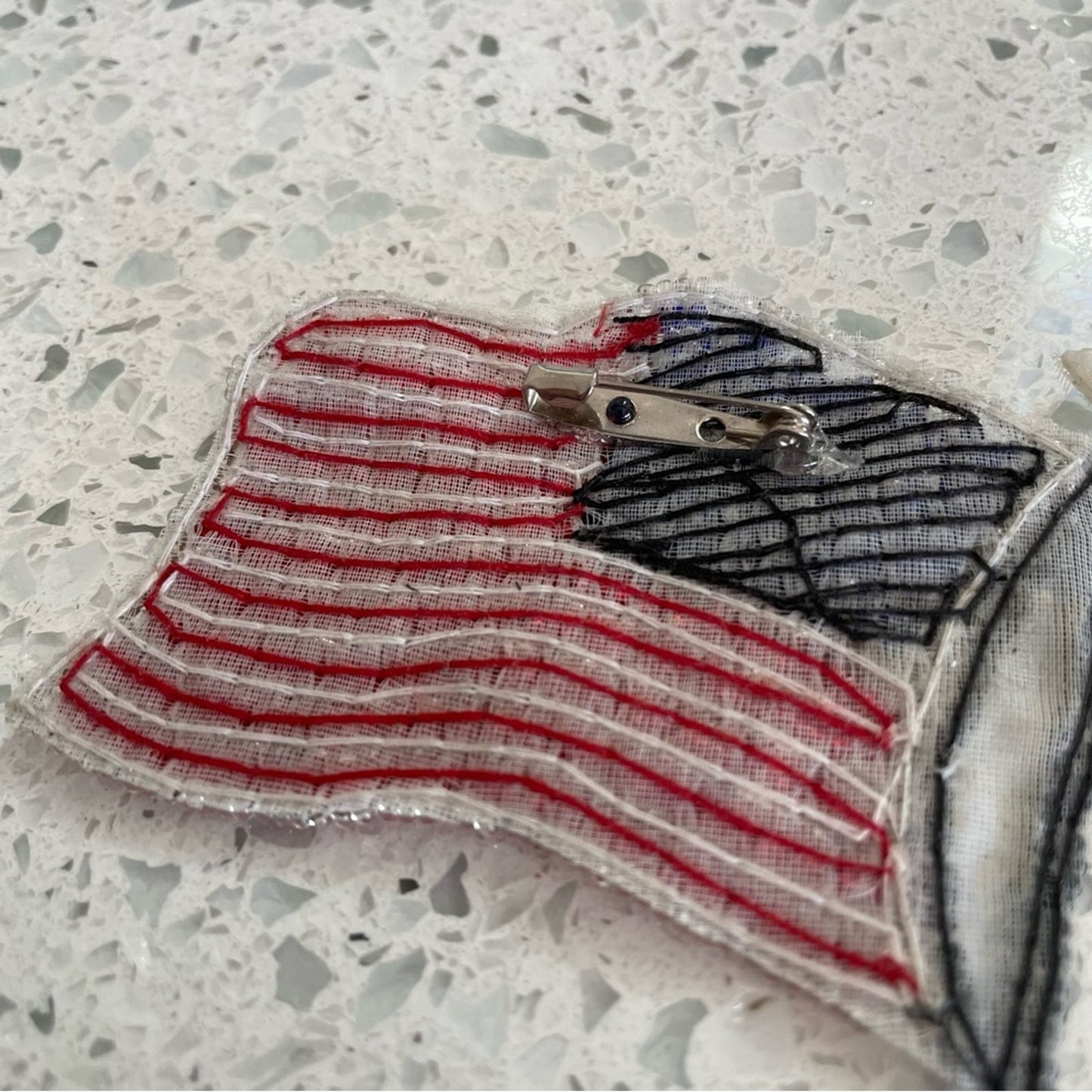 Vintage American Flag Sequin Pin Red White Blue