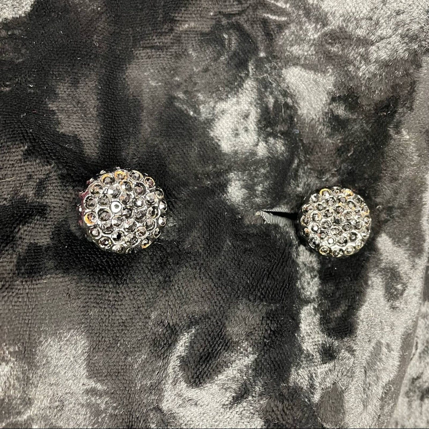 Vintage Black Faux Fur Jacket Rhinestone Buttons Borella Fur