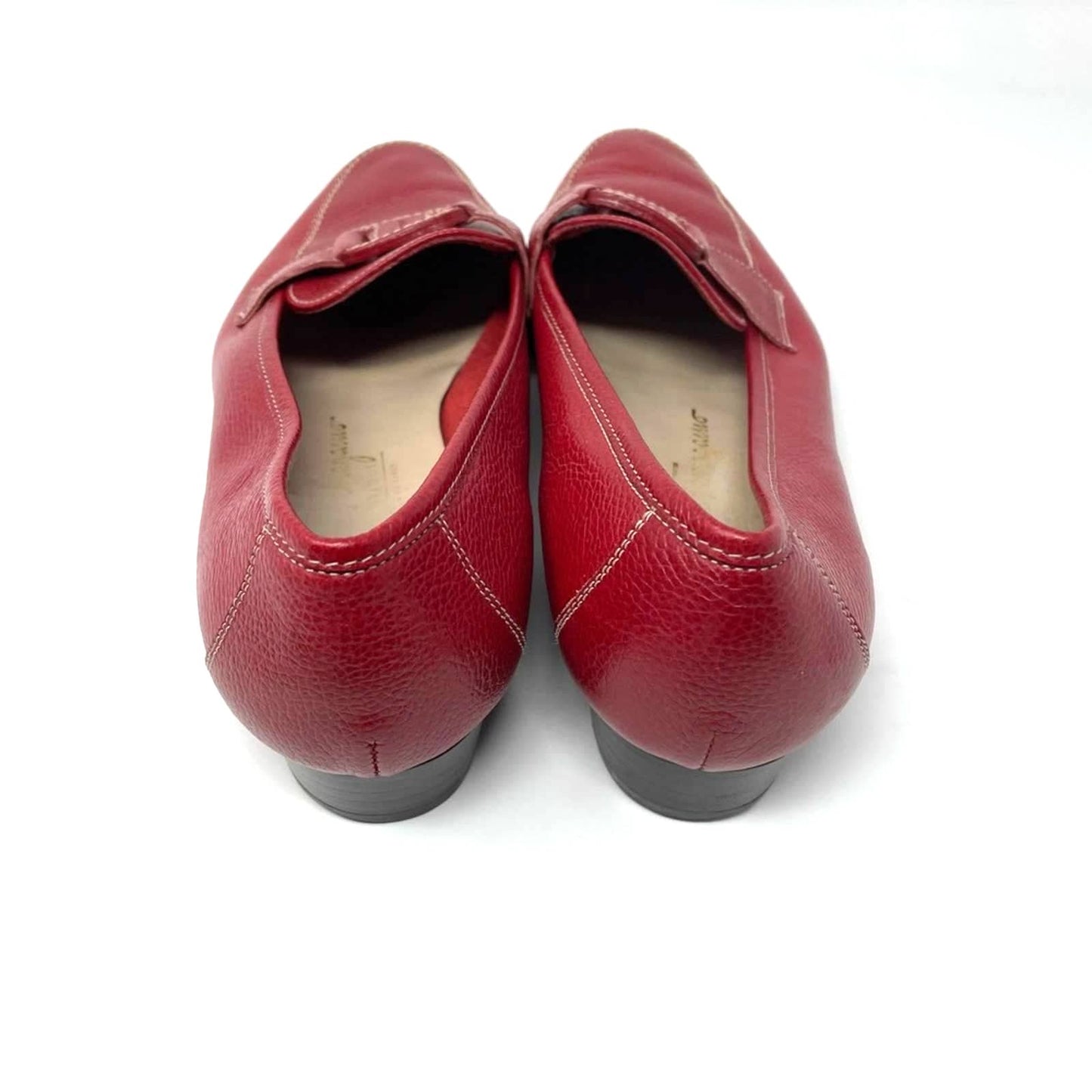 Ferragamo Red Loafers Slides Flats Leather Vintage 6.5