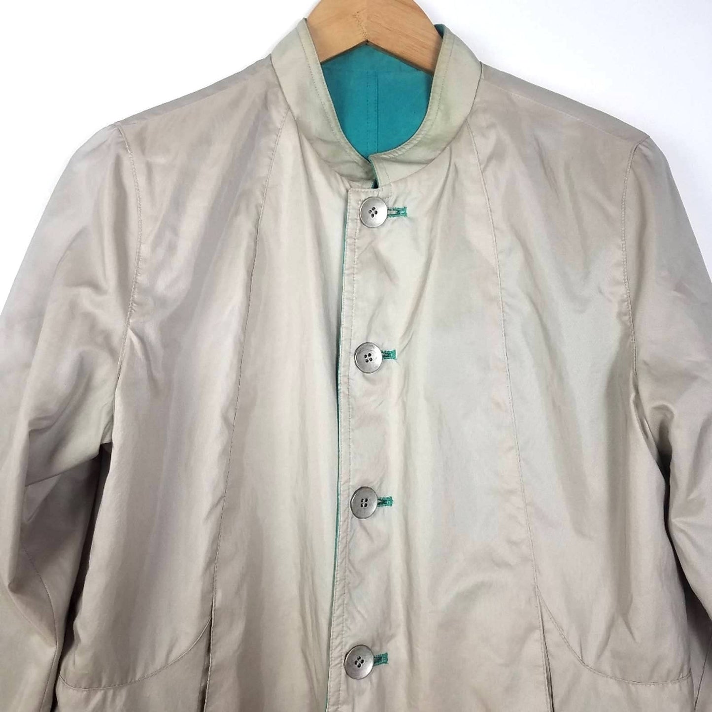 Vintage Reversible Suede & Waterproof Rain Jacket Green and Beige