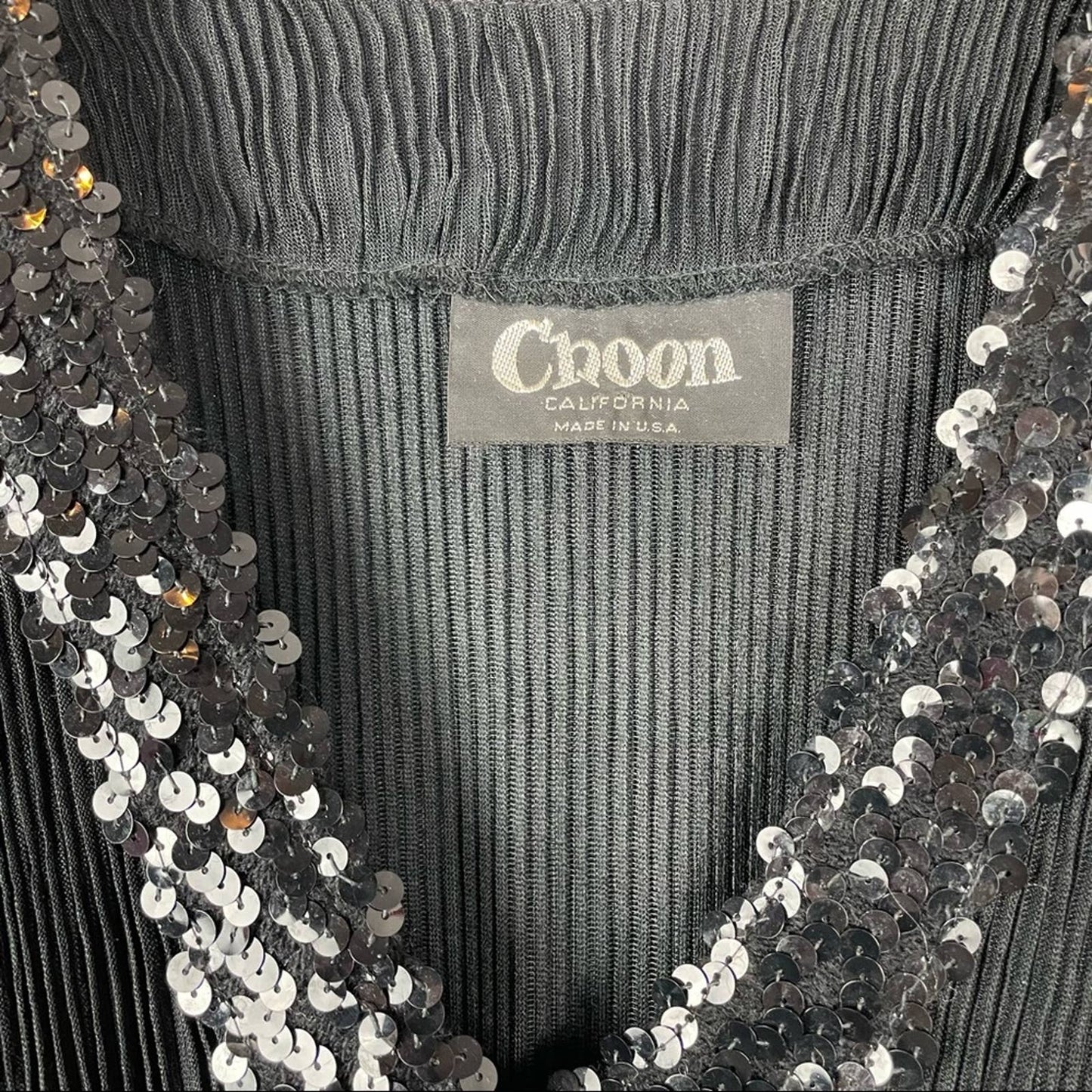 Vintage Black Maxi Dress Sequins Drop Waist