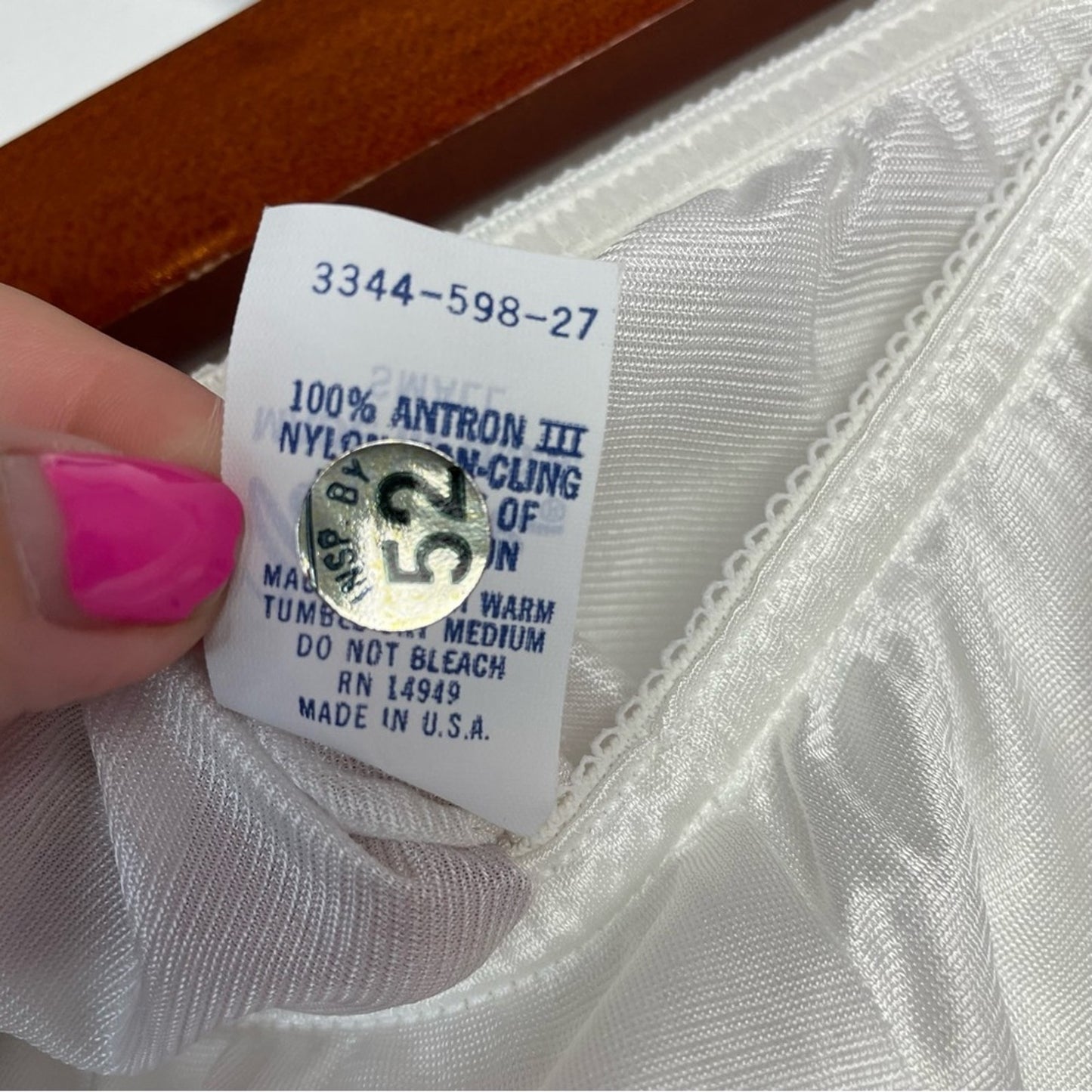 Vintage White Nylon Bloomers Pajama Pants Satin Lace Small