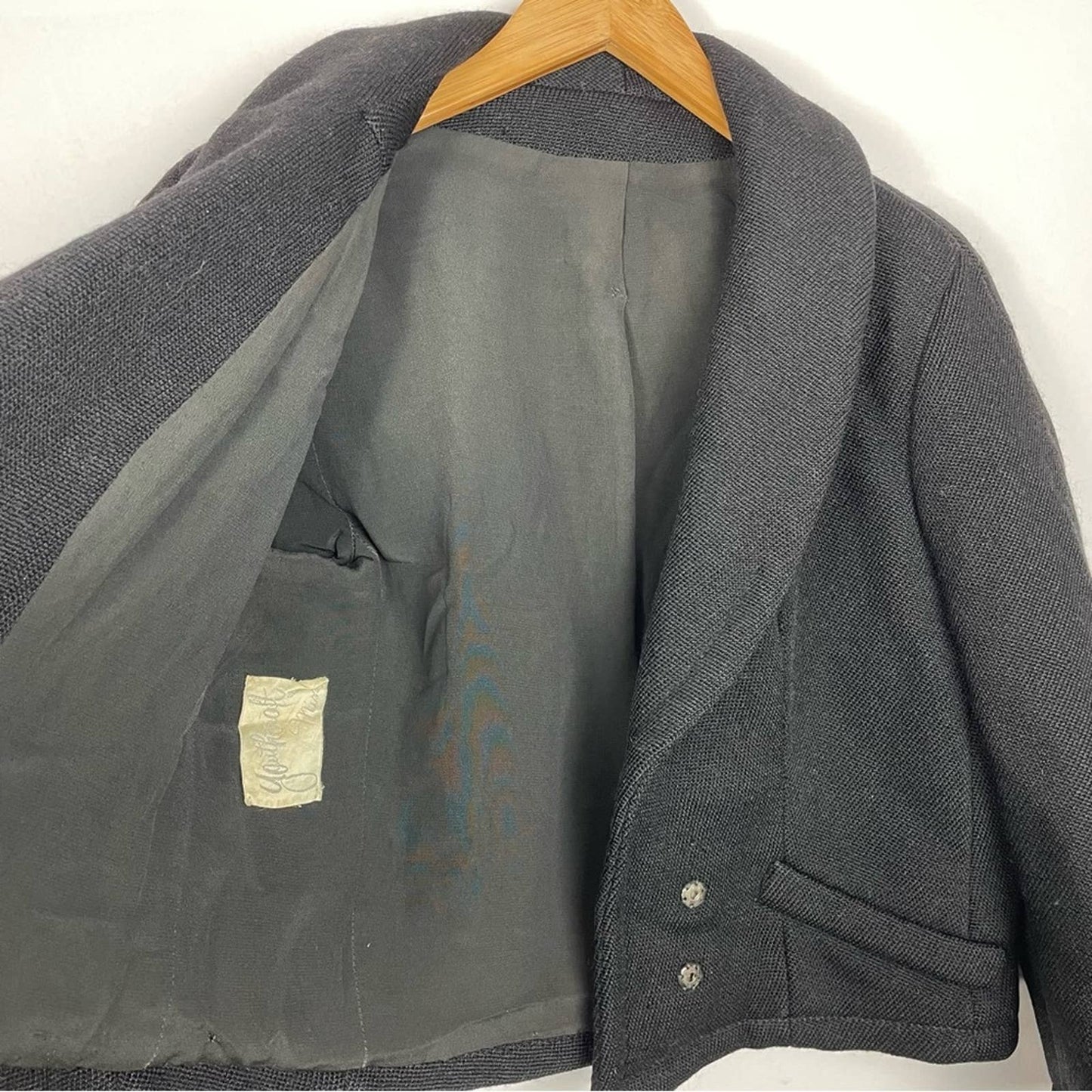 Vintage Black Wool Cardigan Jacket Fur Balls Bow Knit