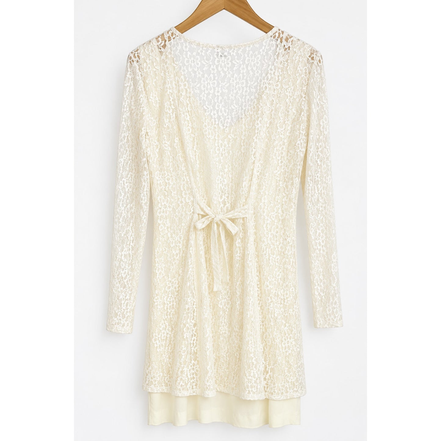 Vintage Cream Lace V-Neck Long Sleeve Dress 90s Friends Stevie Nicks Whimsygoth