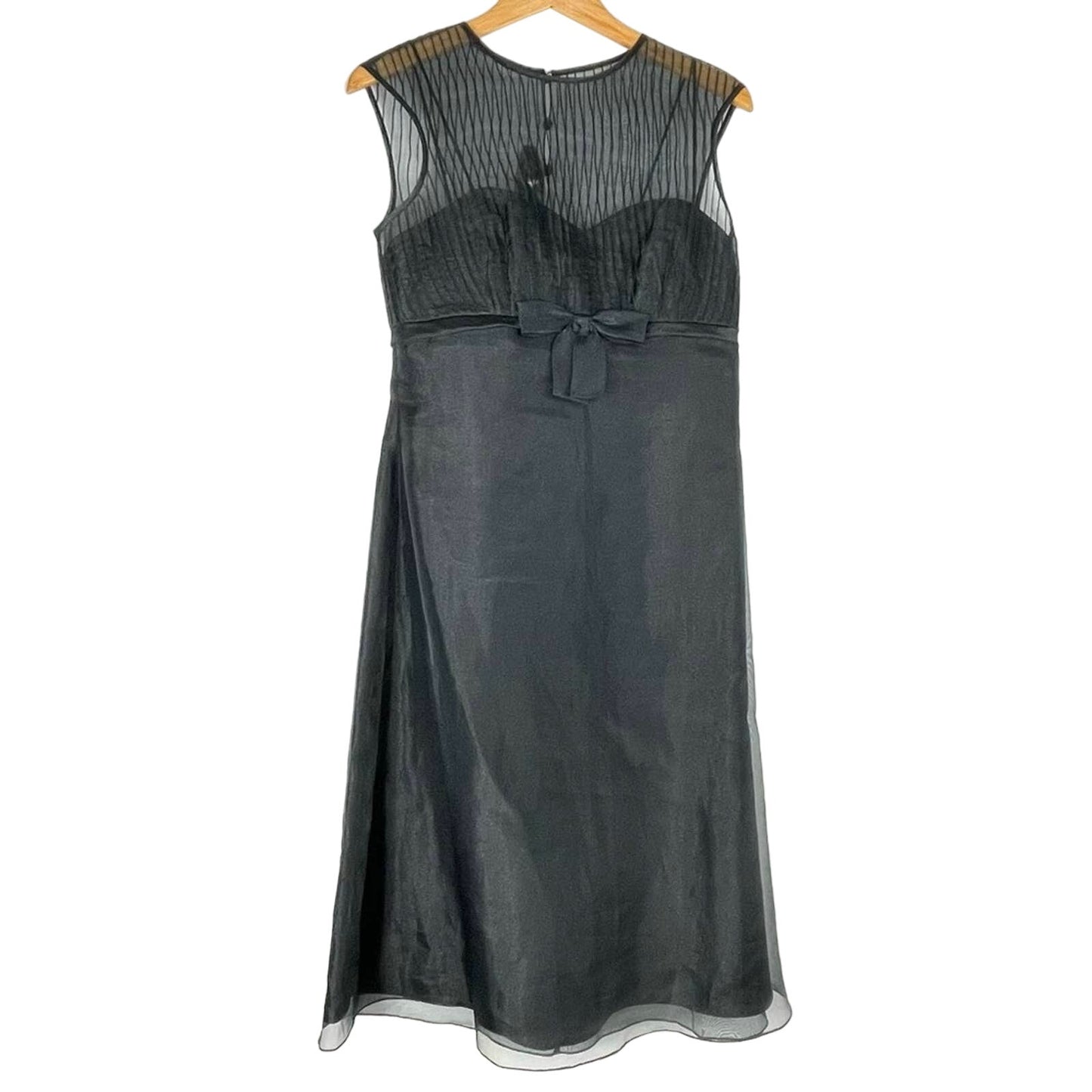 Vintage Black Cocktail Dress with Bow Sheer Top 8