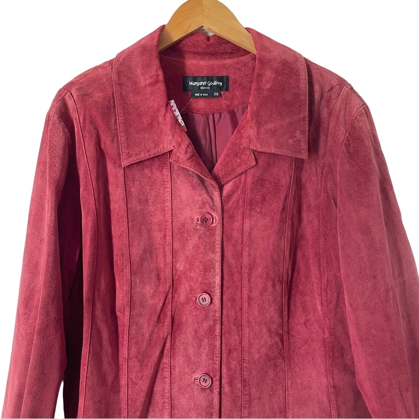 Vintage Suede Jacket Maroon Red Buttons Leather