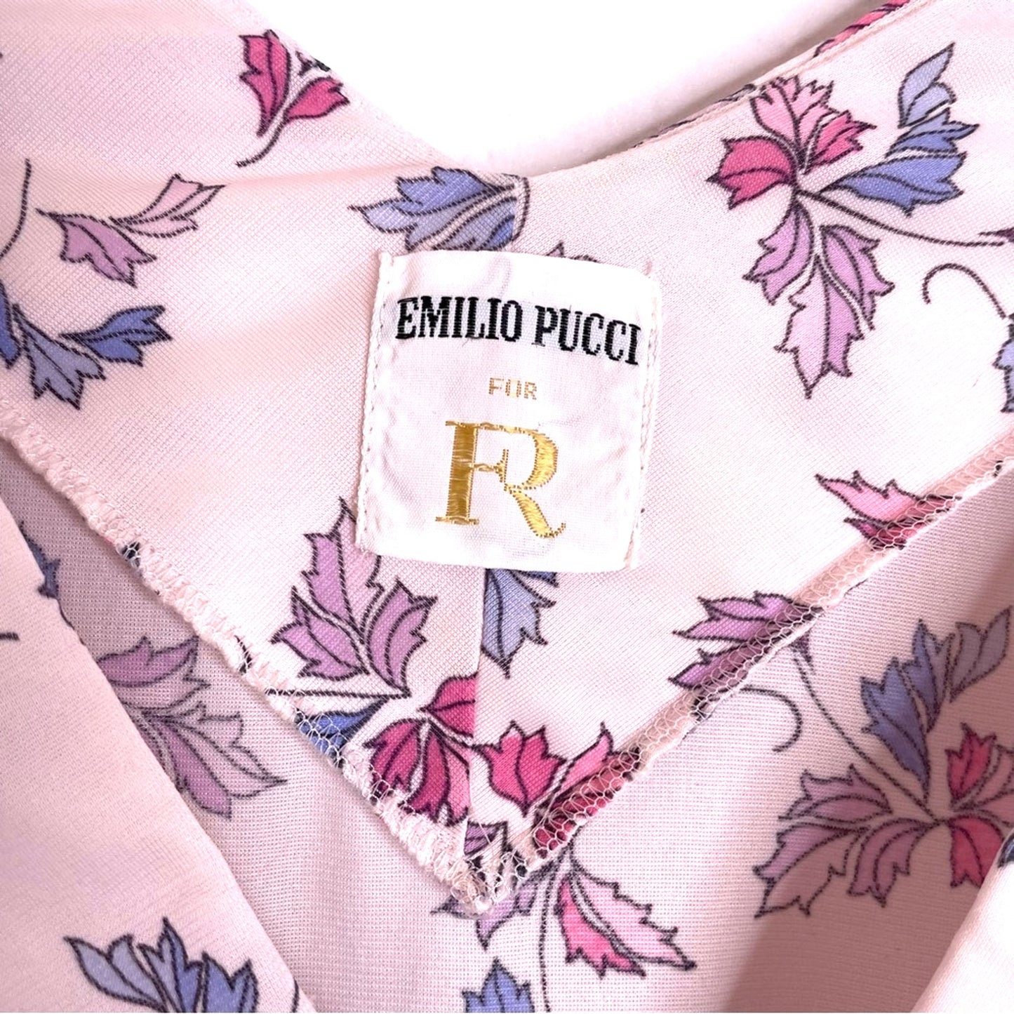 Emilio Pucci Nylon Dress Off White Leaf Pattern Night Dress