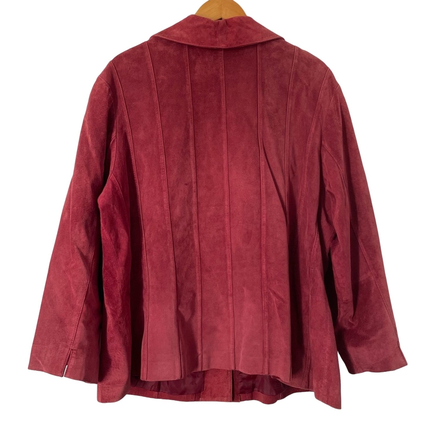 Vintage Suede Jacket Maroon Red Buttons Leather