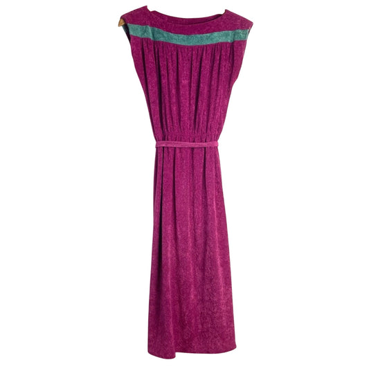 Vintage Pink and Green Dress Terry Cloth Lounge Beachwear Swim 1970s