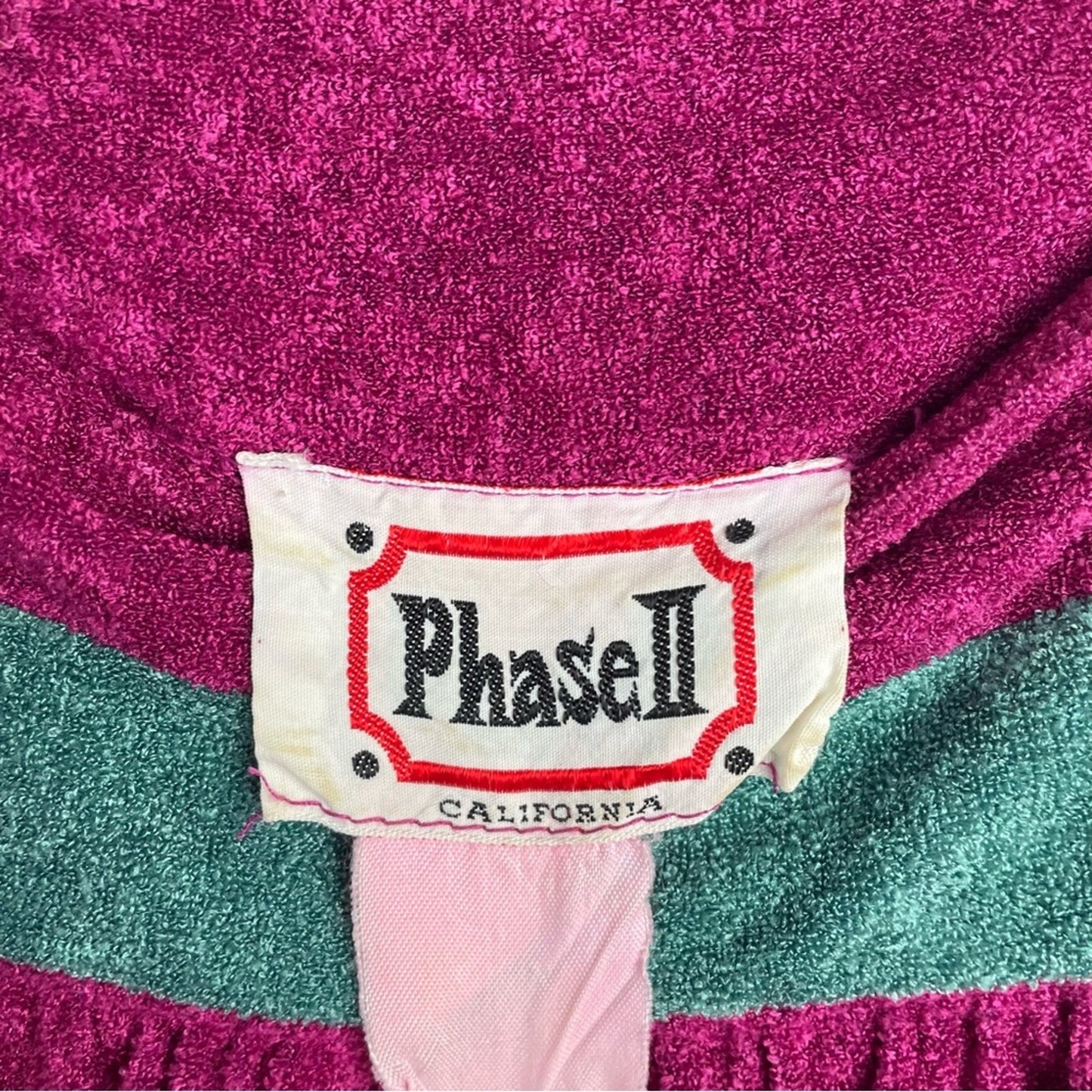 Vintage Pink and Green Dress Terry Cloth Lounge Beachwear Swim 1970s