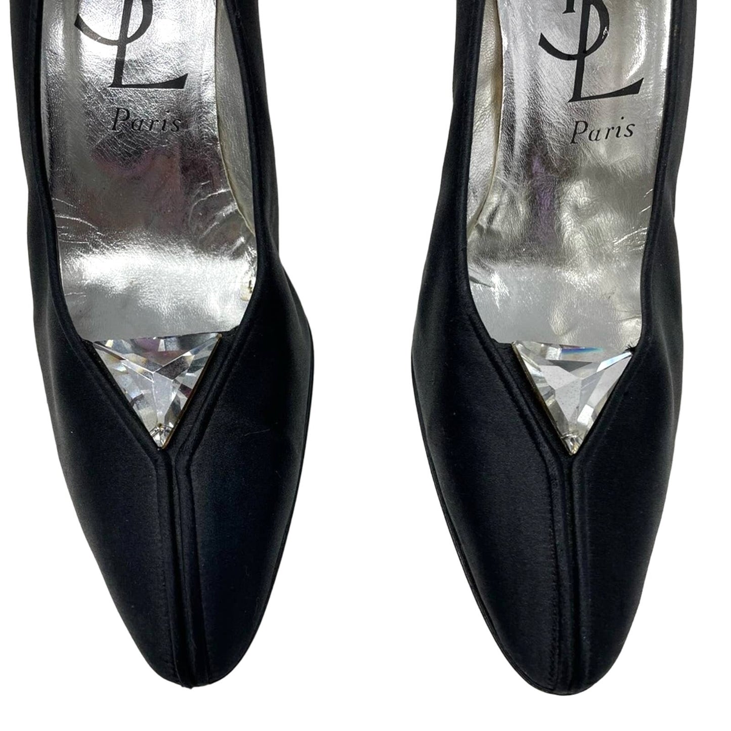YSL | Black Pump Heels Jeweled Saint Laurent 9.5 Vintage