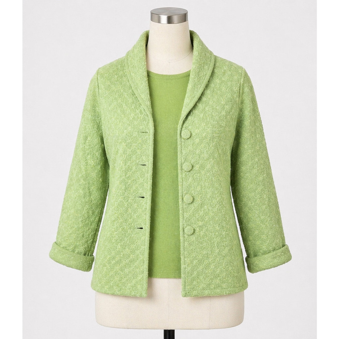 Vintage Short Sleeve Shirt & Matching Jacket Set Green Button Up