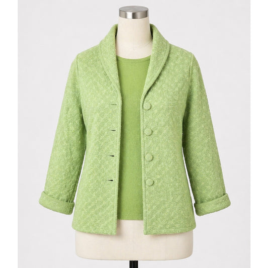 Vintage Short Sleeve Shirt & Matching Jacket Set Green Button Up