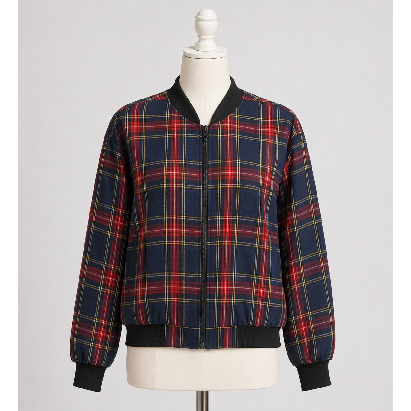 Vintage Plaid Red and Blue Jacket Zip Up Medium