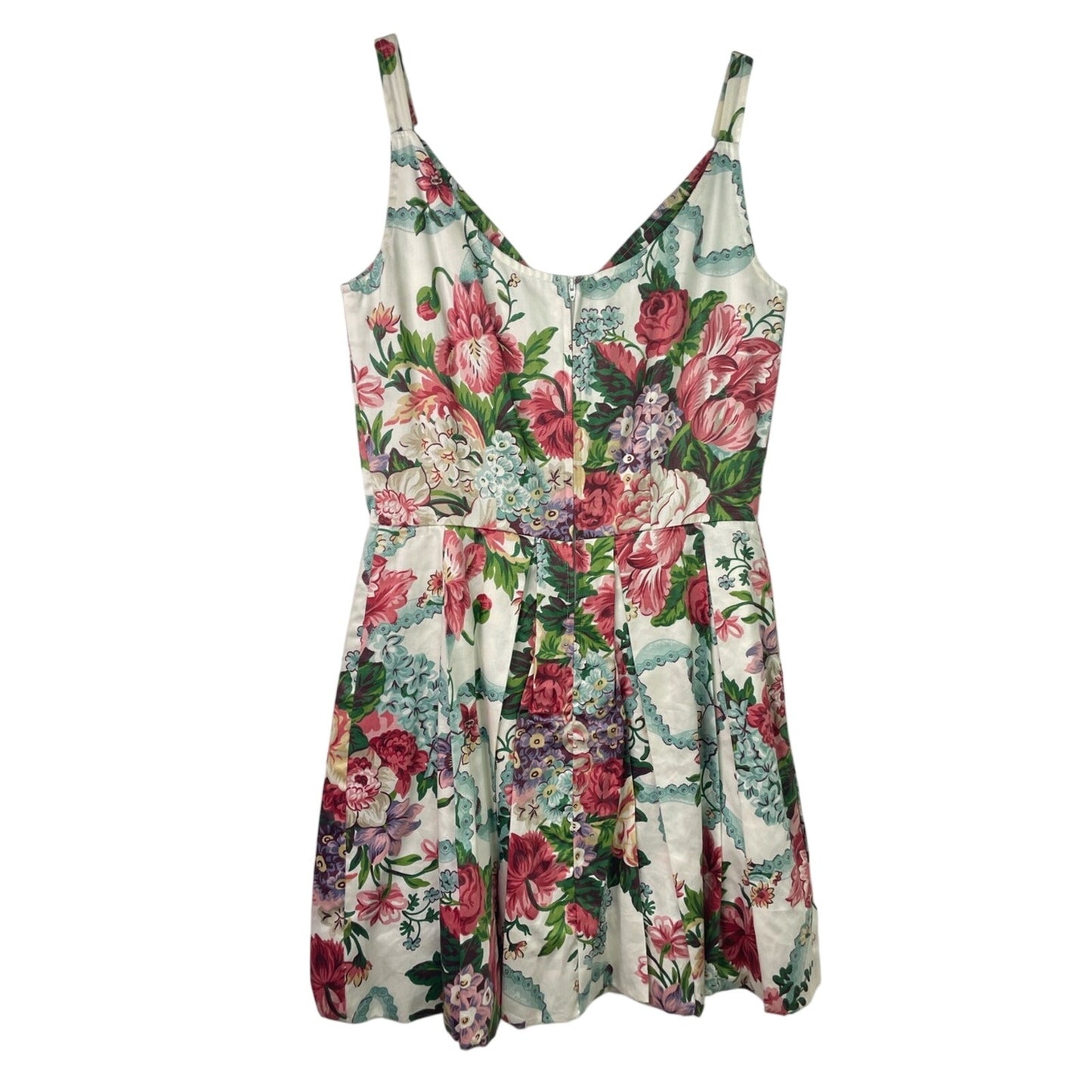 Vintage Floral Sundress in White with Pink & Green Bouquet Lace Whimsy Large