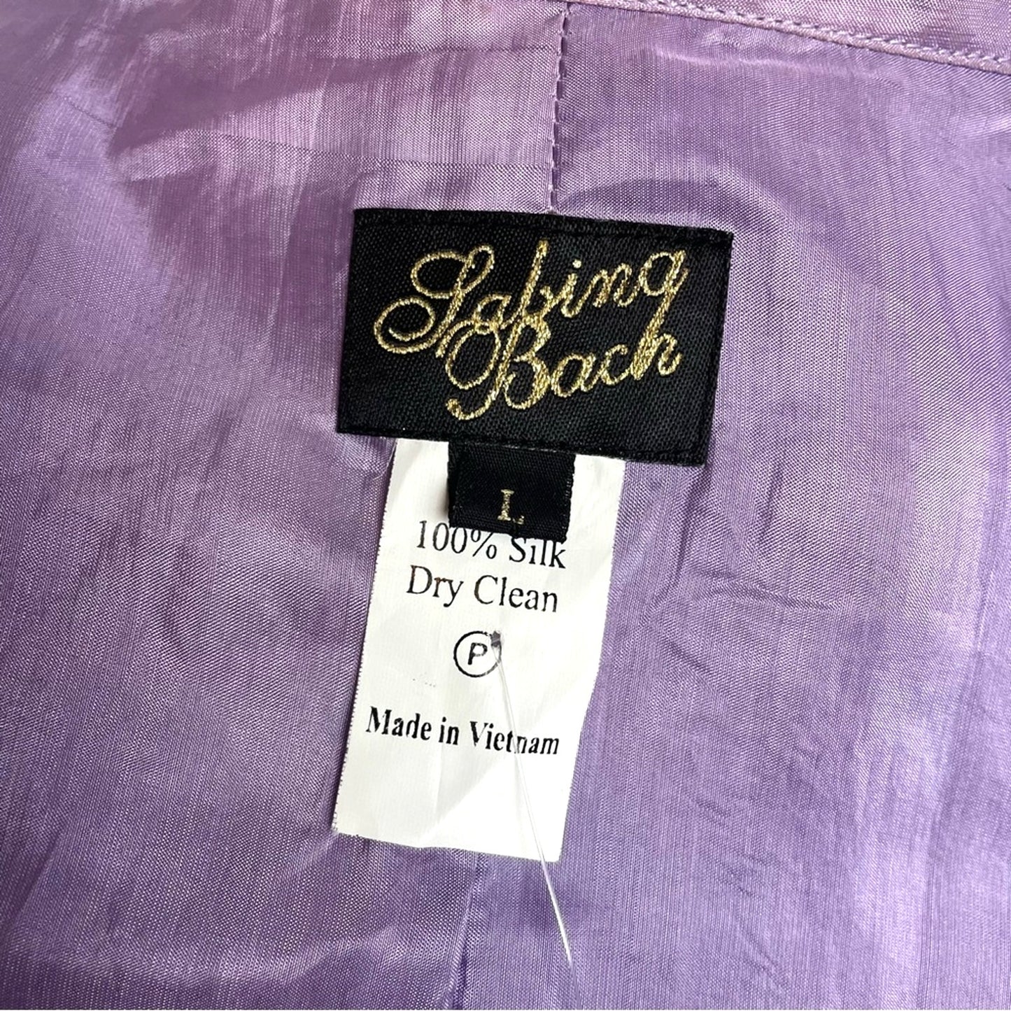 Lavender Blouse 100% Silk Crepe Details Draping Vintage Large