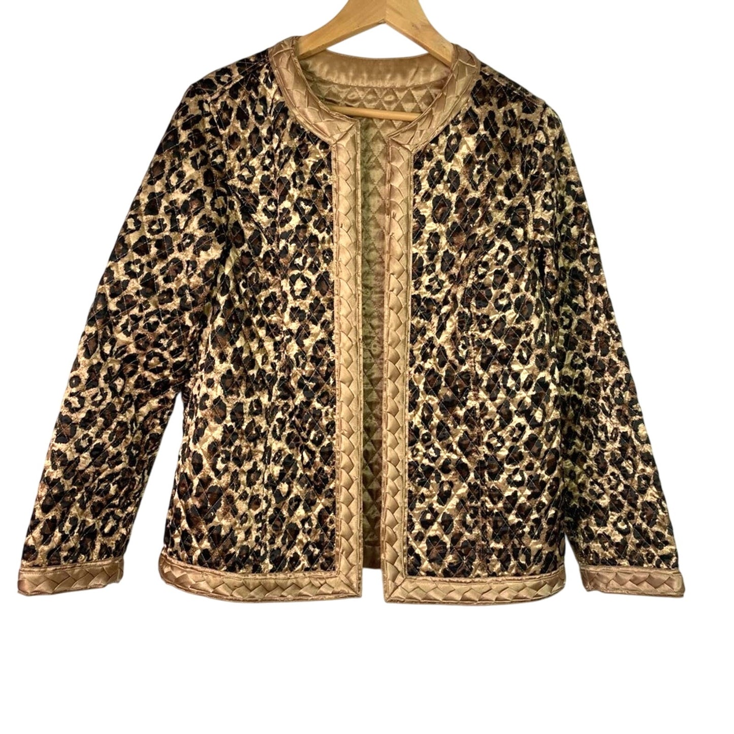 Leopard Print Quilted Jacket Bronze Reversible