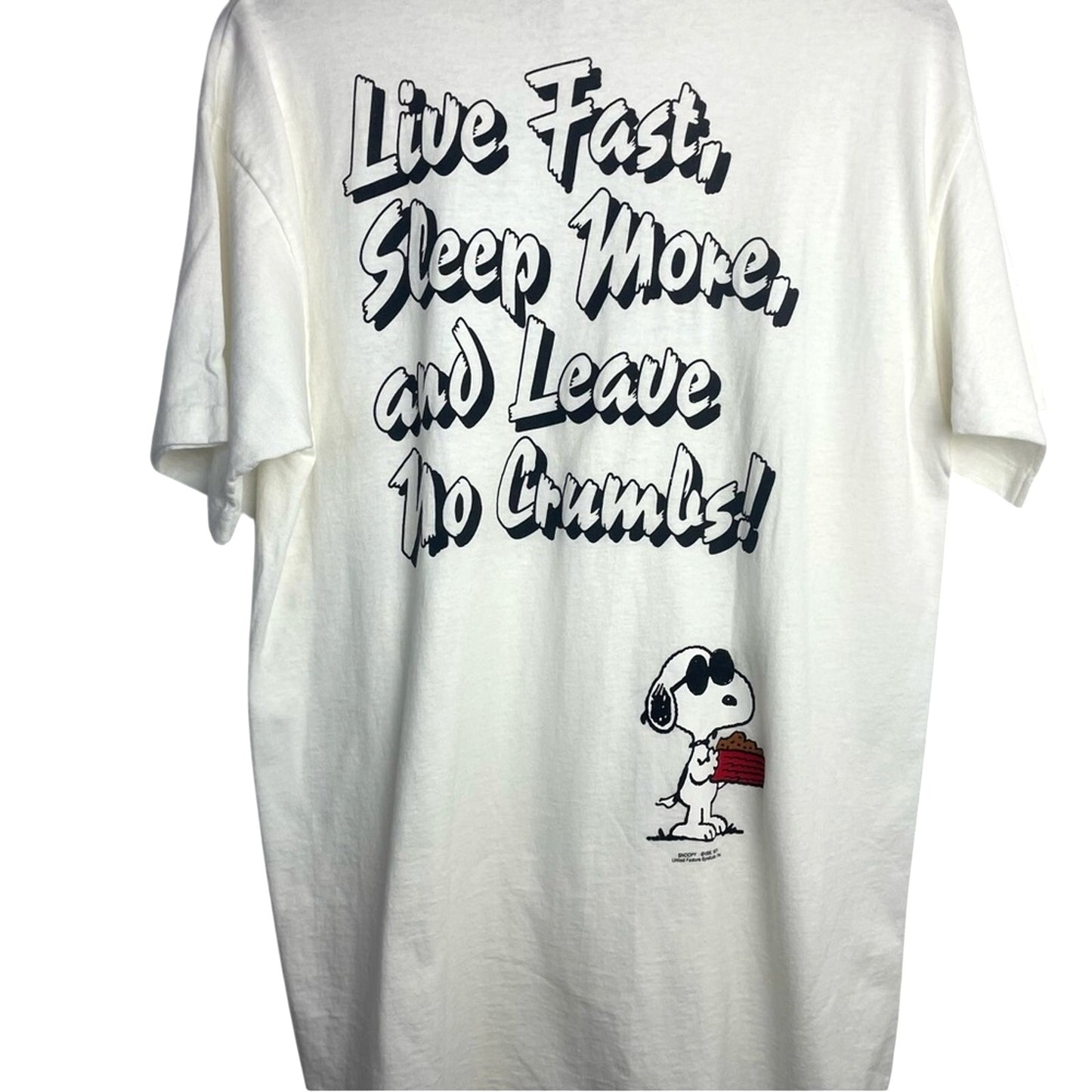White Snoopy Graphic T-Shirt Vintage Leave No Crumbs Deadstock Medium