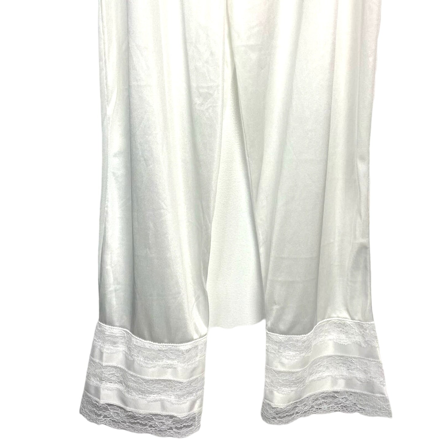 Vintage White Nylon Bloomers Pajama Pants Satin Lace Small