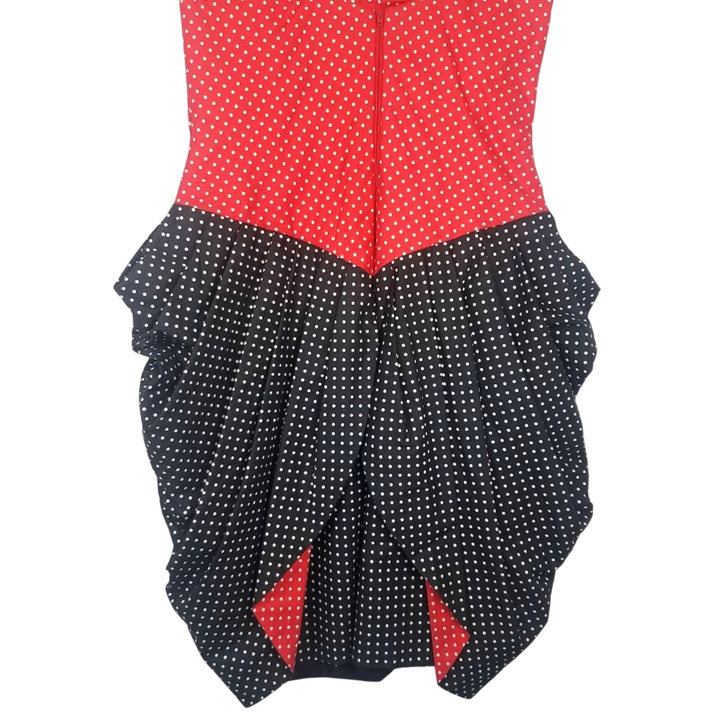 Vintage | Red & Black Polka Dot Dress Bustle Skirt 1980s Mini Mouse