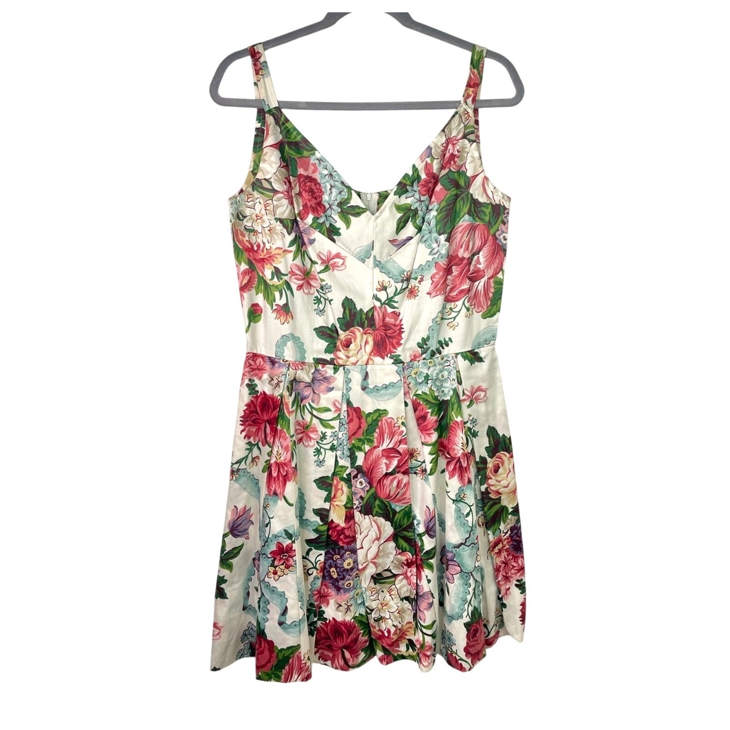Vintage Floral Sundress in White with Pink & Green Bouquet Lace Whimsy Large
