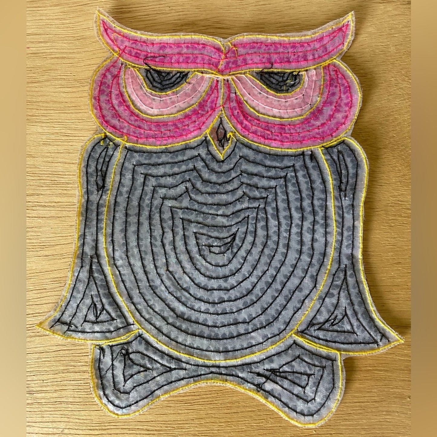 Sequin Owl Patch Vintage Pink Black Sparkle Embellishment
